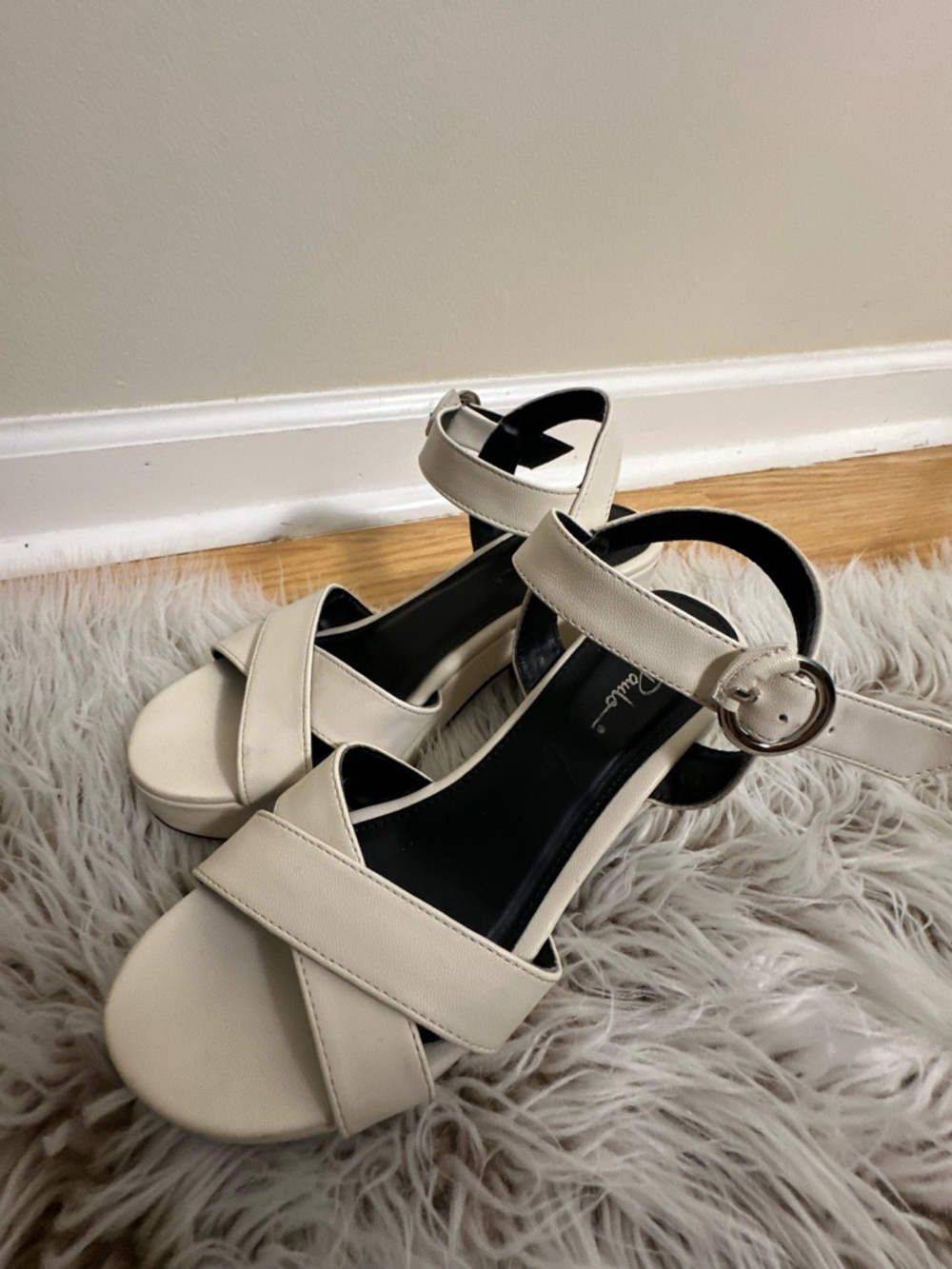 Women’s Cream Ankle-Strap Platform Sandals
